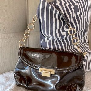 Ann Taylor brown patent leather shoulder bag